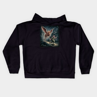 locust with lions head chasing hunter Kids Hoodie